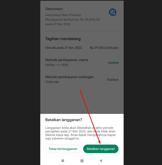 batalkan langganan getcontact