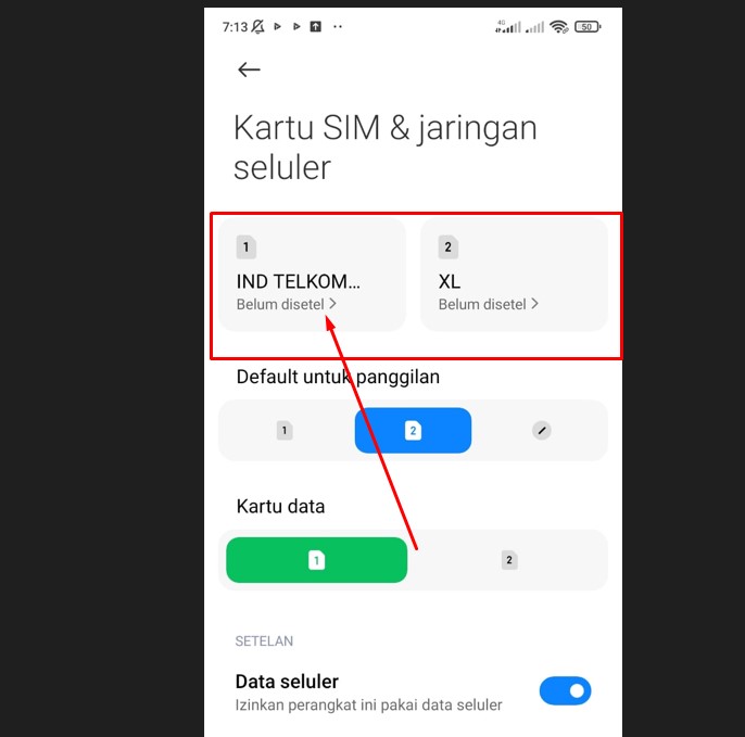 ketuk nama kartu