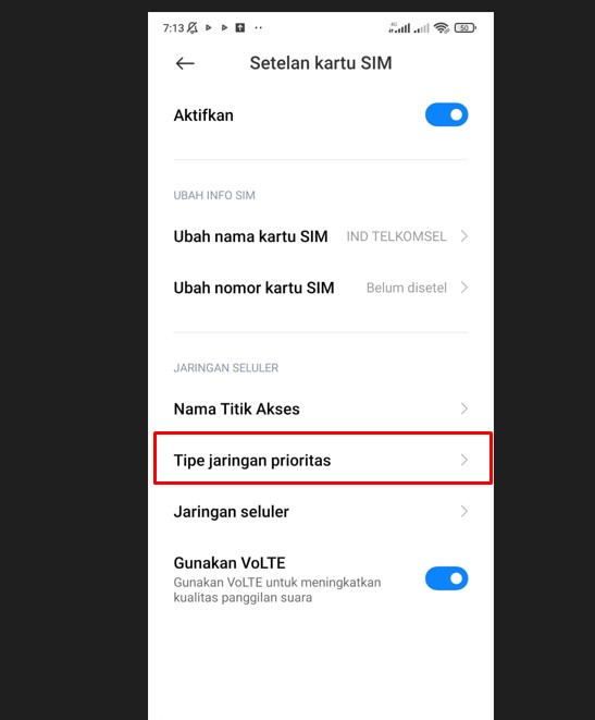 tipe jaringan prioritas