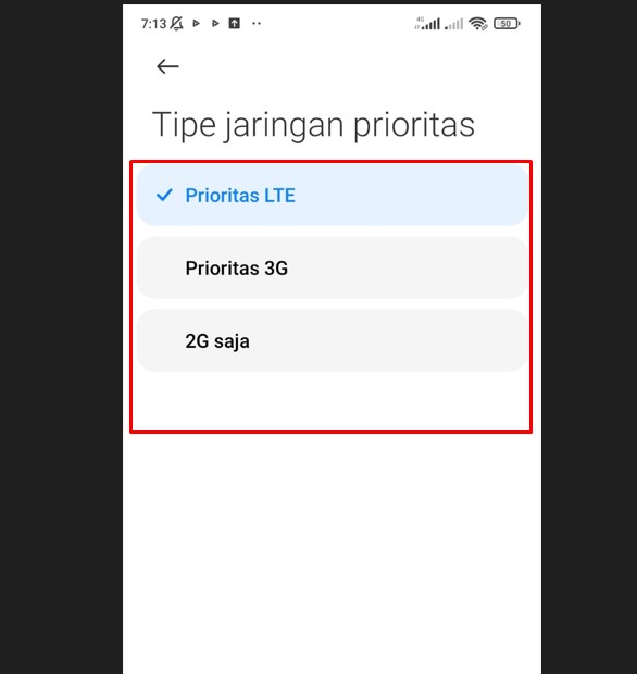 ubah tipe jaringan prioritas