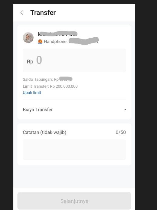 Masukan nominal tf seabank