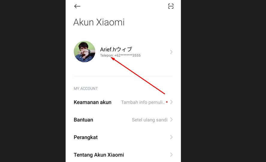 ketuk profil akun