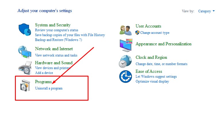 klik uninstall a program
