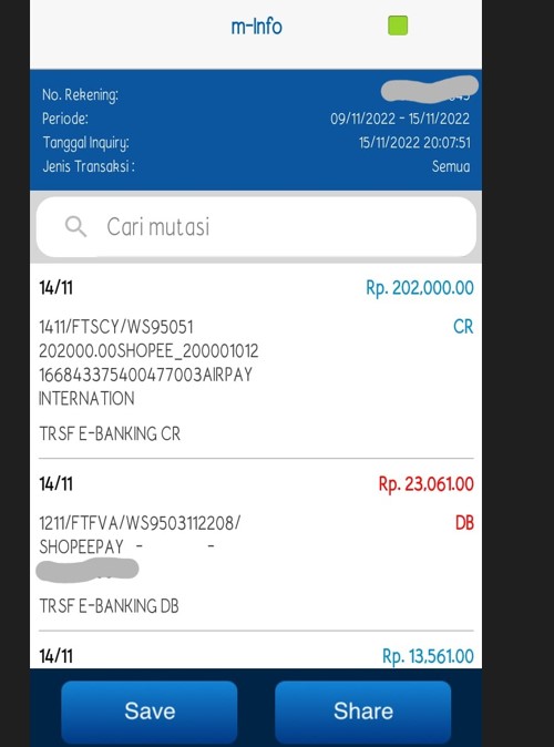 mutasi rekening bca 2022