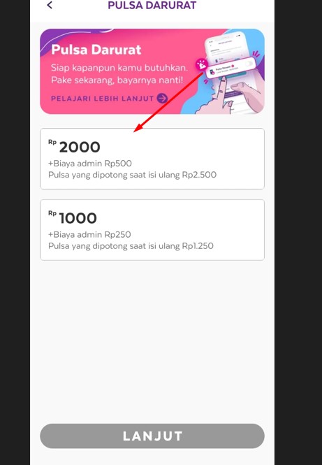 nominal pinjam pulsa