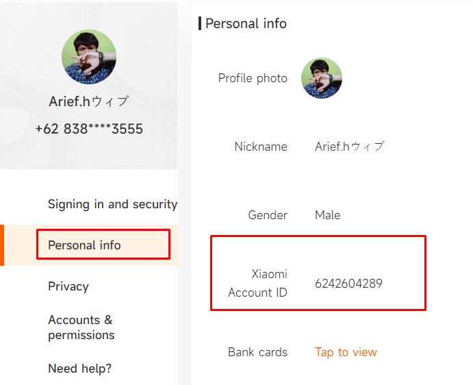 xiaomi account id