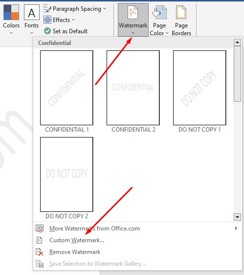 custom watermark ms word