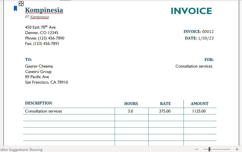 edit invoice