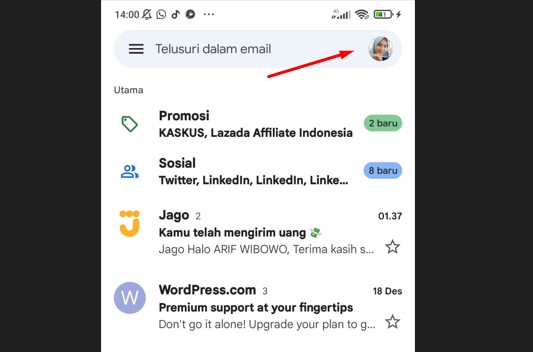 ketuk profil akun google