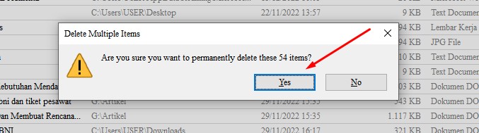2 Cara Menghapus Semua File Di Laptop Windows 10 7 klik yes untuk hapus