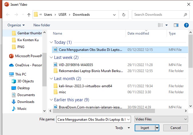 masukan video ke ppt