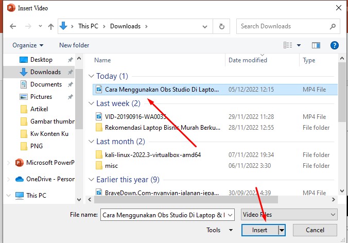 sisipkan video ke ppt
