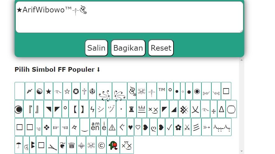 buat nama dan pilih simbol